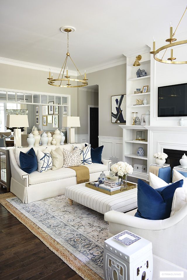 a living room filled with furniture and a fire place in the middle of a room