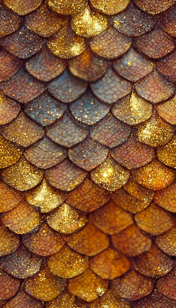 the scales of a fish's tail with gold glitters