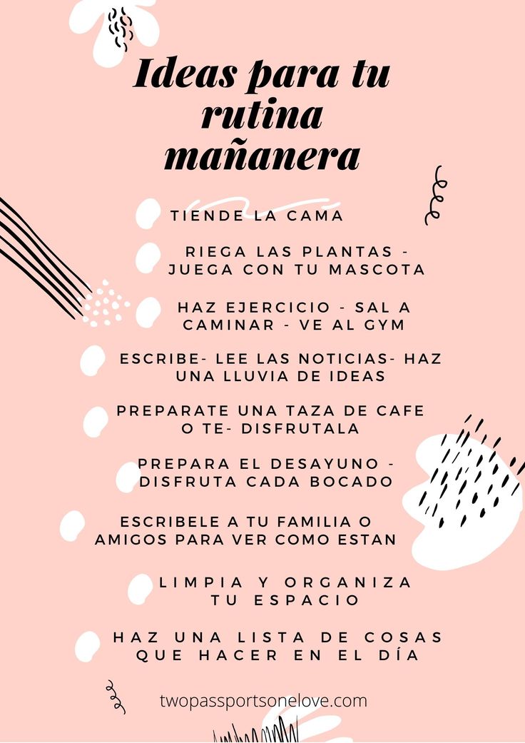 a pink poster with the words ideas para tu rutina mananera on it