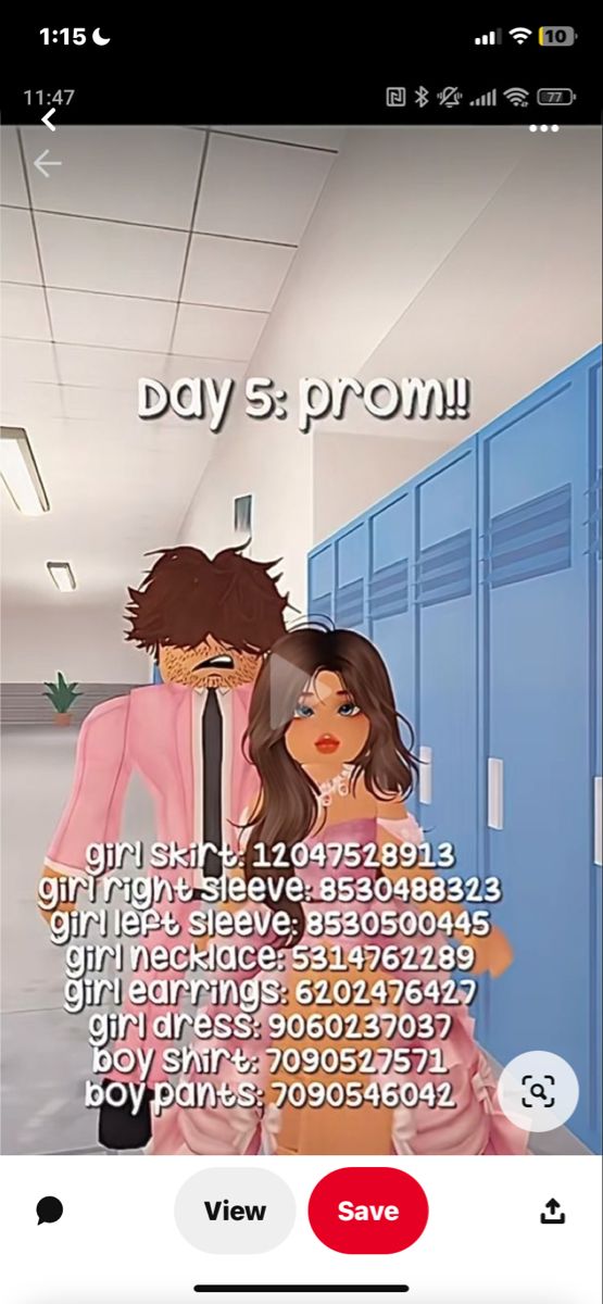 an animated image of a man and woman kissing in front of lockers with the text day 5 prom