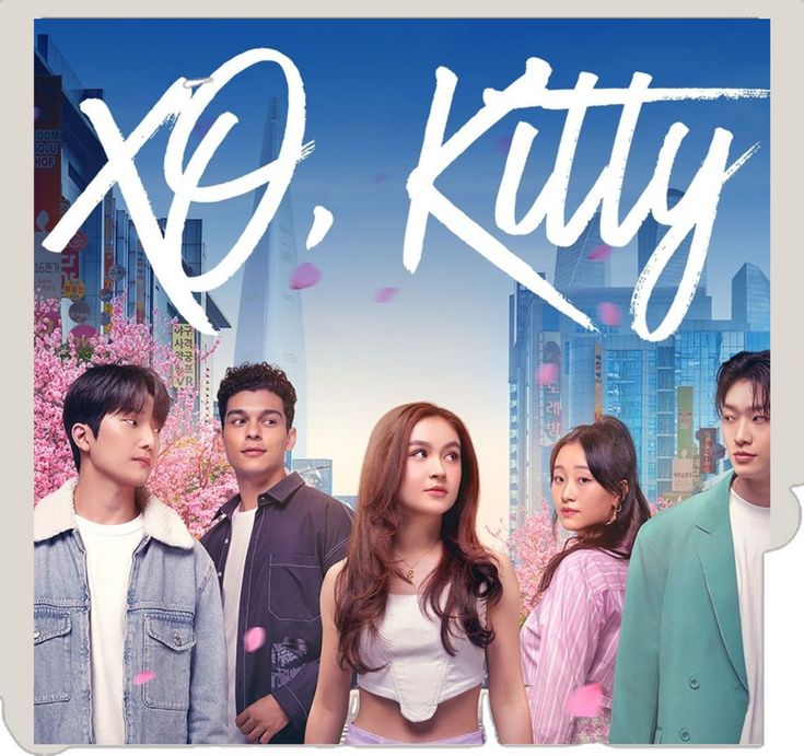 the cast of xo, kitty is standing in front of a cityscape