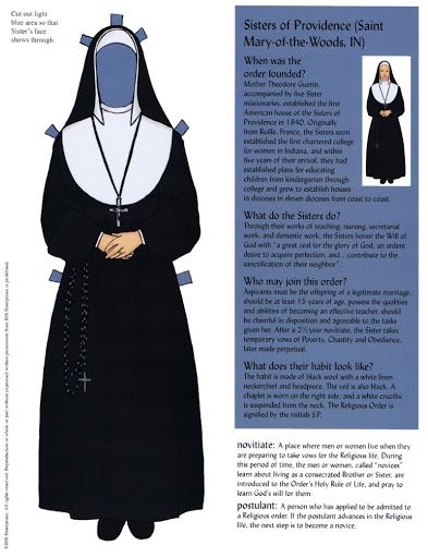 an image of a paper doll wearing a nun's outfit and holding her hands on her chest