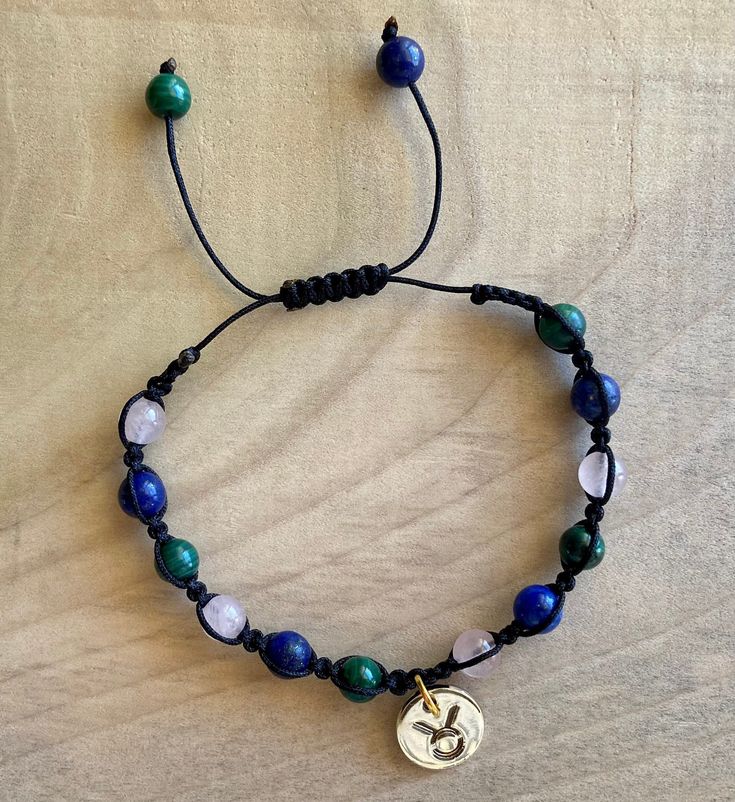 Taurus Bracelet with 6mm Lapiz Lazuli beads, 6mm Malachite beads, 6mm Rose Quartz beads w/ adjustable band Taurus Bracelet, Rose Quartz Beads, Taurus Zodiac, Quartz Beads, Wire Crafts, Quartz Rose, Crystal Bracelet, Bead Crafts, Crystal Bracelets