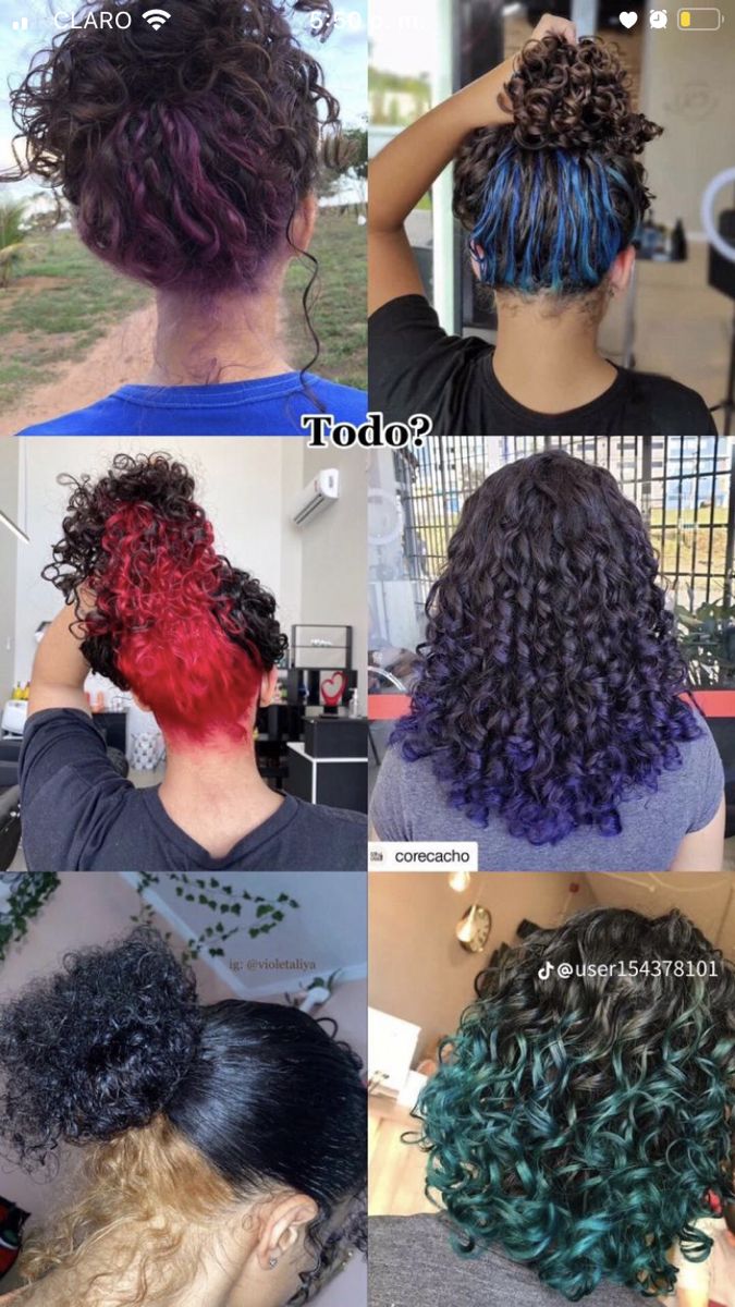 Color Wax For Curly Hair, Hairdye Inspo Curly Hair, Ombre Hair Color Curly Hair, Curly Hair Streaks, Colors To Dye Curly Hair, Colored Curly Hair Ideas, Ways To Dye Your Hair Ideas, Curly Hair Colours, Hair Dye For Curly Hair