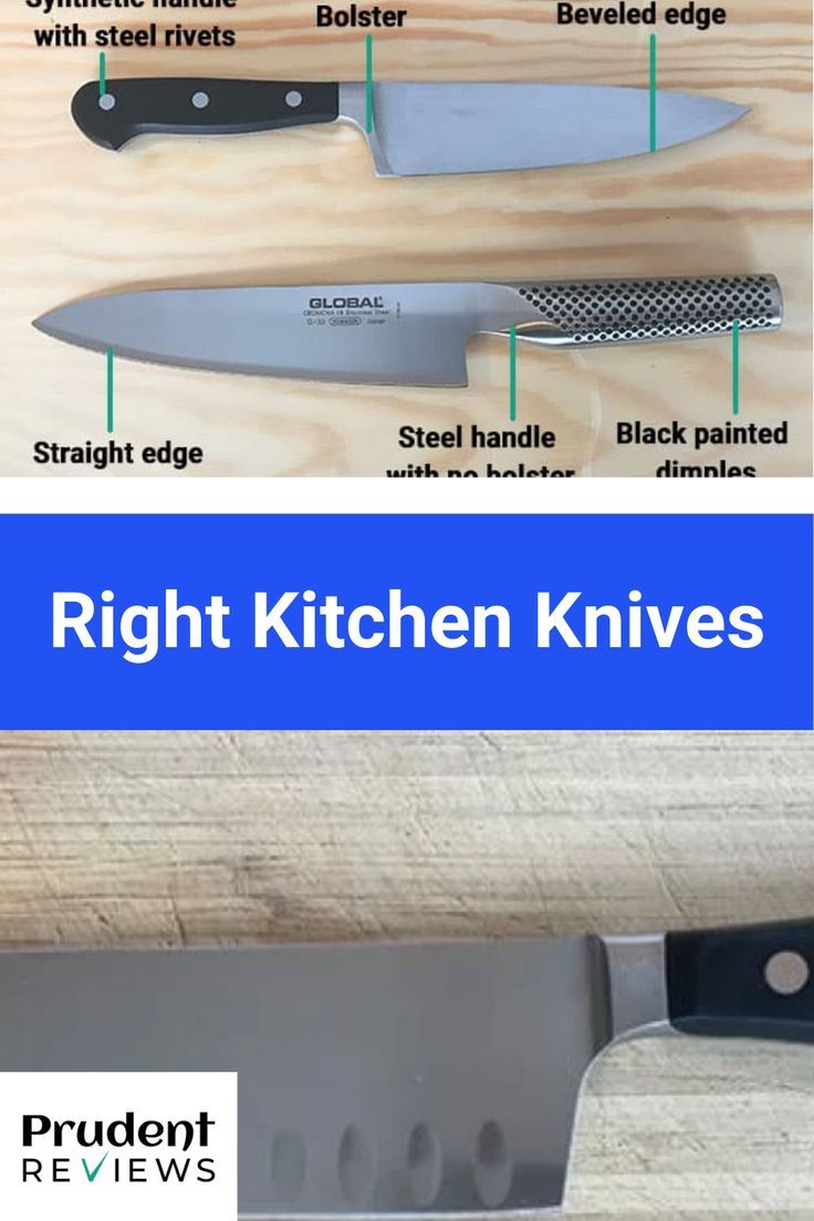 the different types of kitchen knives are labeled