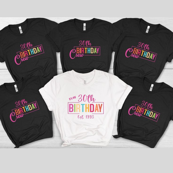 Get your comfortable, stylish Customized 30th Birthday Crew squad group shirt, T-shirt, tshirt here.  Wear your 30th group themed soft Personalized crewneck shirts and help the birthday honoree celebrate their big day while on the go! (Additional customization with first names on back for small additional charge--see in pricing.). ** Listing is for T-shirts individually, not the group of them. Personalization to include: 1.  Birthday Honoree's birth year. 2. **Optional first names on back--see l Birthday Party Shirts, Birthday Girl T Shirt, Thirty Birthday, 1 Birthday, 60th Birthday Party, 30th Birthday Parties, Birthday Party Shirt, Group Shirts, 40th Birthday Parties