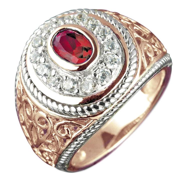 Stanley Men's Ring – Timepieces International College Rings, Rose Gold Plated Ring, Red Stone Ring, Twist Pattern, Rope Twist, Diamond Alternatives, Mens Engagement, Oval Ring, Red Gemstones