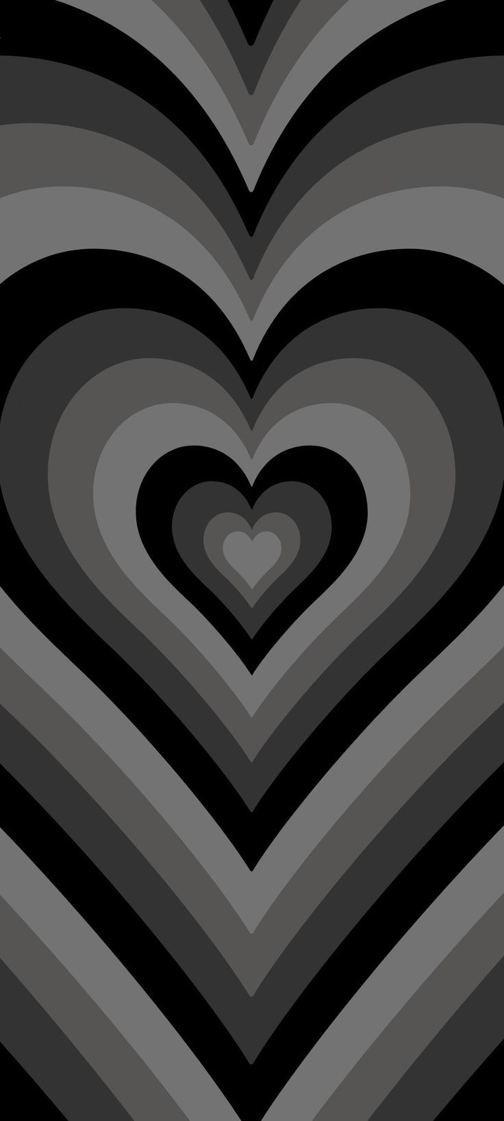 black and white heart shapes are arranged in an abstract pattern