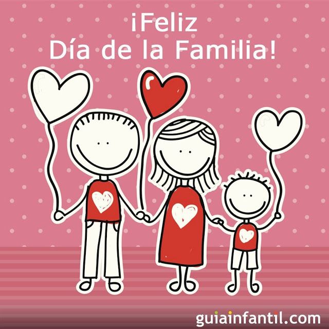 an image of a family holding hands with hearts in the air and text that reads i feliz dia de la familia