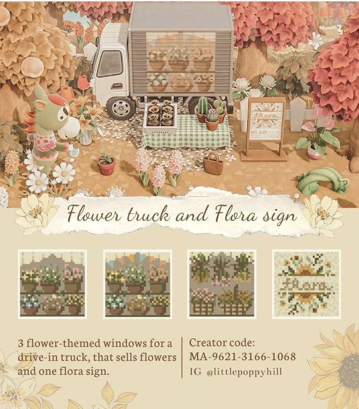 the flower truck and flora sign is shown