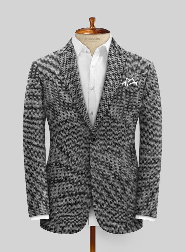 Throw some pattern into your attire with our Harris Tweed Gray Herringbone suit. Crafted from pure wool, the suit allows you to make an unforgettable impression. Don it with matching waistcoat, a white shirt and black derby shoes. 
 
 Look Includes  Harris Tweed Gray Herringbone Fabric  Two Button Jacket Style  Notch Lapel  Real Horn Solid Buttons  Single Vent  Three Cuff Buttons  Two Welted Back Pockets on Trousers   You can change the look by changing the options. 
 
Lining: Viscose; Dry Clean Grey Tweed Suit, Grey Wool Suit, Dapper Suits, Harris Tweed Jacket, Herringbone Suit, Double Breasted Overcoat, Brown Corduroy Jacket, Herringbone Jacket, Chevron Fabric