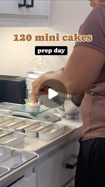 a man is making cupcakes in the kitchen with words overlaying it