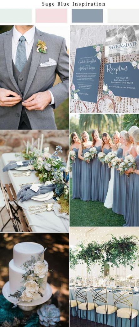 the wedding color scheme is blue and gray