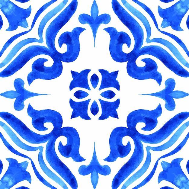 a blue and white tile design