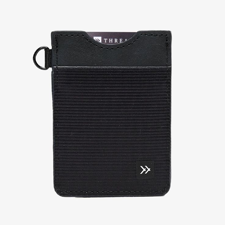 Vertical Wallet - Black - Thread® Thread Wallets, Tote Bag Organizer, Keychain Clip, Slim Leather Wallet, Wrist Lanyard, Lip Balm Holder, Utility Tote, Pouch Organizer, Backpack Tote Bag