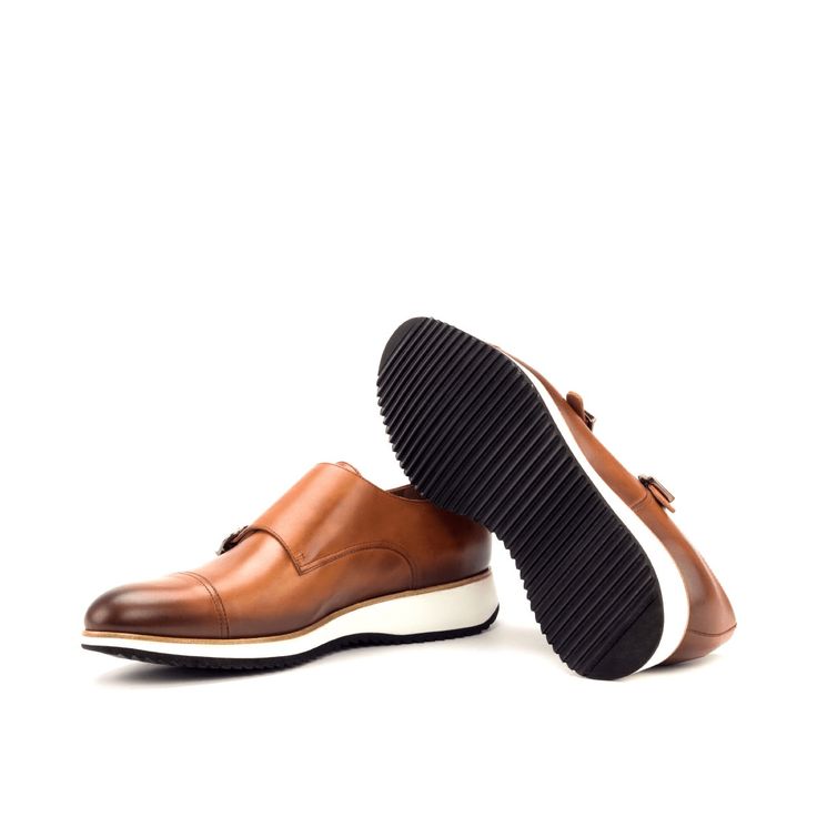 Azuna Double Monk - Q by QS Masculine Brown Monk Strap Shoes With Plain Toe, Masculine Brown Plain Toe Monk Strap Shoes, Luxury Monk Strap Shoes With Rubber Sole, Cognac Monk Strap Shoes With Round Toe For Business, Brown Monk Strap Shoes With Rubber Sole, Brown Calf Leather Monk Strap Shoes For Business Casual, Brown Cap Toe Monk Strap Shoes For Derby, Brown Calf Leather Monk Strap Shoes With Plain Toe, Brown Plain Toe Monk Strap Shoes In Calf Leather