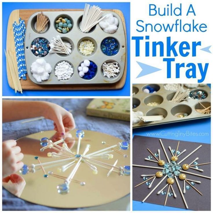 some crafts and activities for kids to do with the snowflake tinker tray