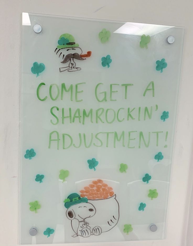 a sign that says, come get a shamrock'n'adjustmentsment