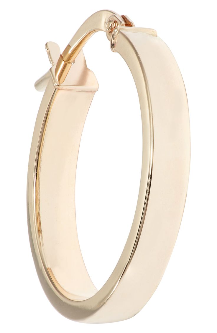 Timeless elegance defines these highly polished hoop earrings handcrafted from luminous 14-karat gold. 3/4" hoop diameter; 1/8" width Snap-post closure 14k gold Made in Italy 14k Gold Hinged Hoop Earrings For Formal Occasions, Timeless Oval Hoop Earrings With Polished Finish, Formal Small Hoop Earrings Tarnish Resistant, Timeless Polished Hoop Earrings For Formal Occasions, Timeless Polished Hoop Earrings For Formal Events, Formal Hoop Jewelry With Polished Finish, Formal 14k Gold Small Hoop Huggie Earrings, 14k Gold Small Hoop Huggie Earrings For Formal Occasions, Formal Hinged Hoop Huggie Earrings