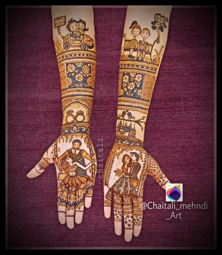 two hands with hendi designs on them