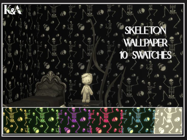 skeleton wallpaper 10 swatches by kreae for the simster's room