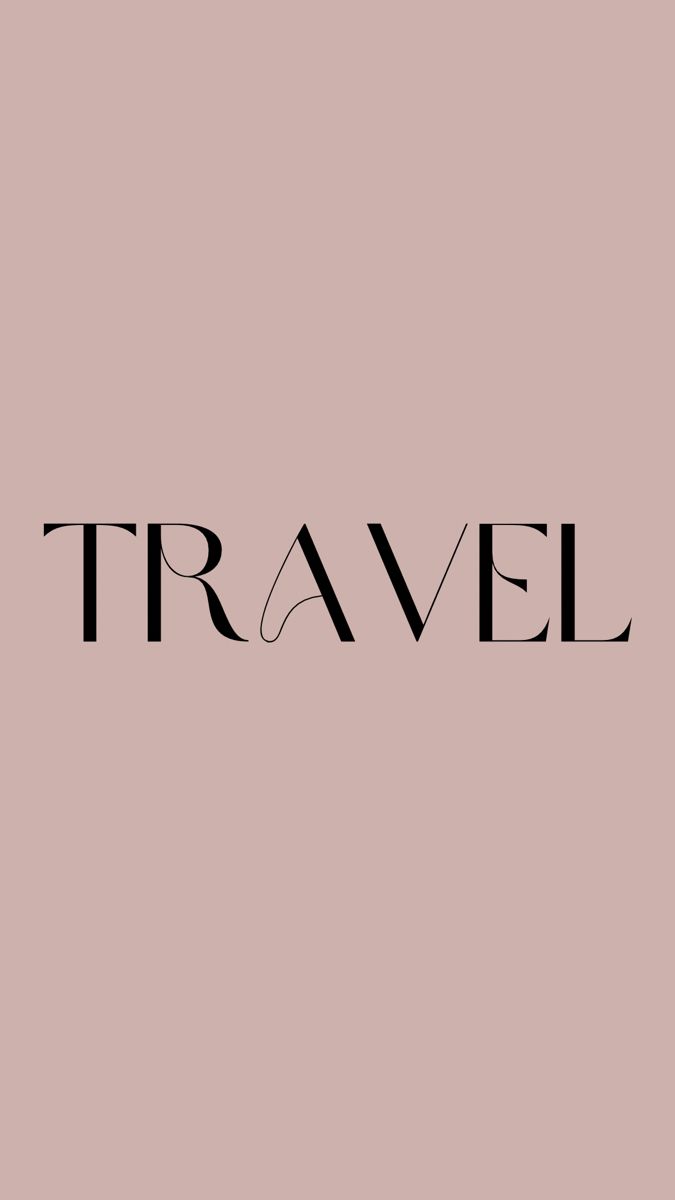 the word travel written in black on a pink background