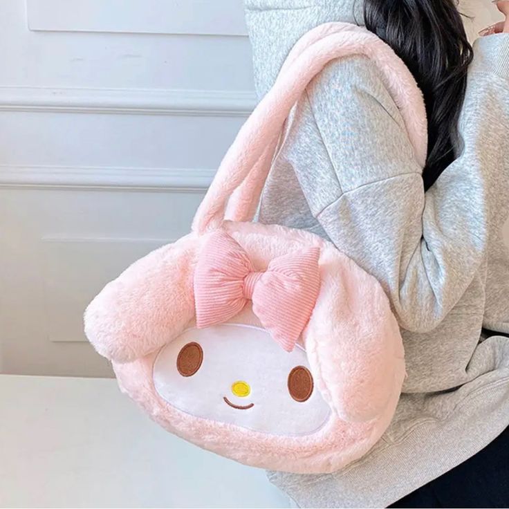 My Melody Plush Shoulder Bag (New) My Melody Purse, My Melody Bag, Kuromi Plushie, My Melody Plush, Melody Plush, Sanrio Plush, Kawaii Sanrio, Plush Bags, Plush Backpack