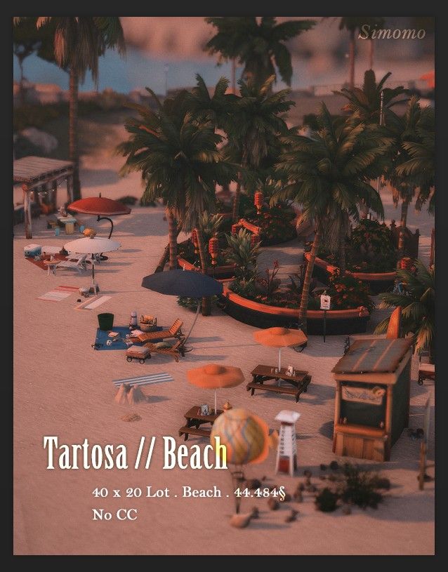 there are many beach chairs and umbrellas on the sand by the water with palm trees in the background