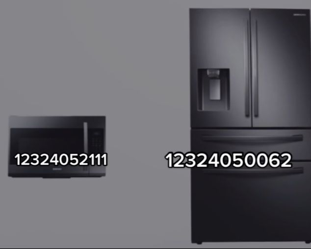 two black refrigerators side by side with the same number on them and one in front