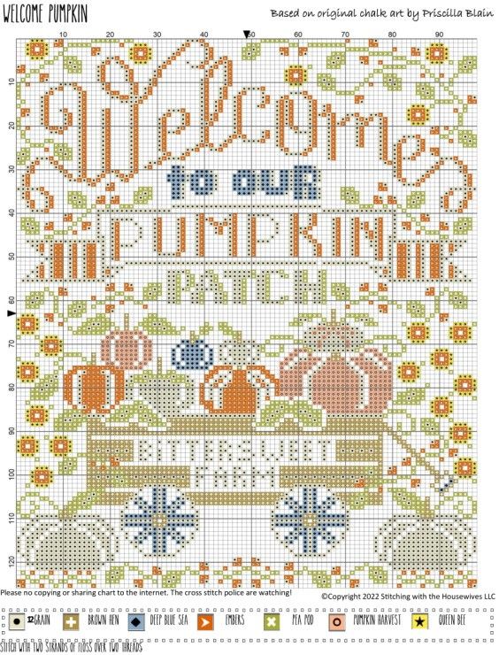 a cross stitch pattern with the words welcome autumn