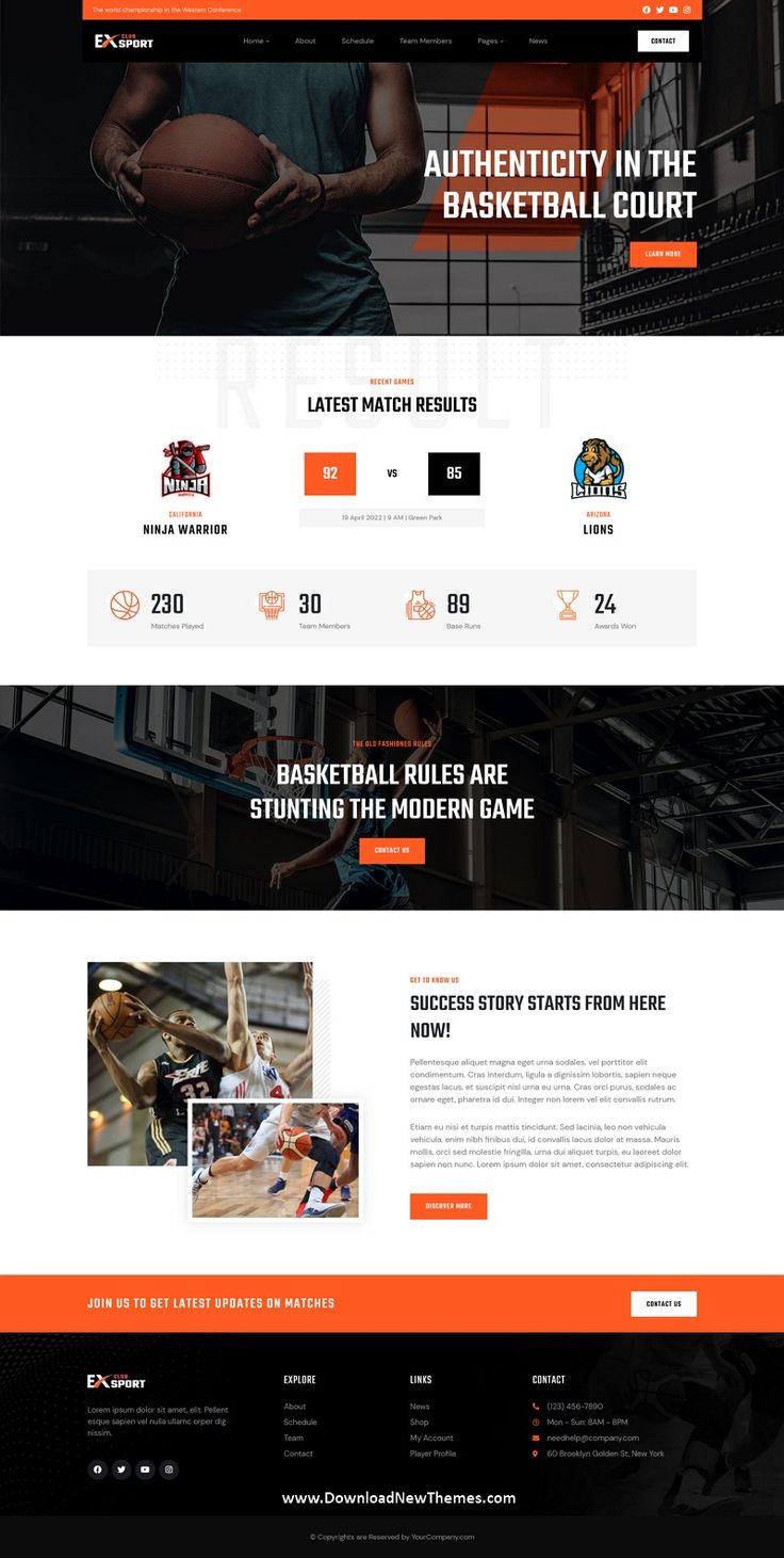 EXSport - Sports Team & Club WordPress Theme Sports Website Design Layout, Basketball Website Design, Sports Website Design Inspiration, Sports Website Design, Football Website, Webpage Design Layout, Web Sport, Elementor Templates, Blue Website