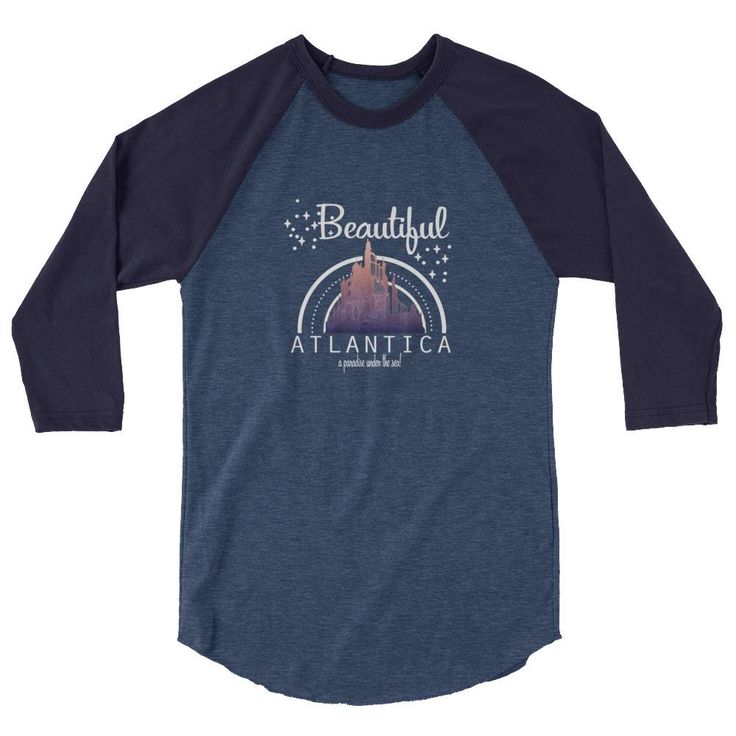 Little Mermaid Raglan, Beautiful Atlantica, Triton's Castle, Disney Shirt, Under the Sea, Disney Castle Shirts, Kingdom Hearts, Adult Disney Tee Raglan Shirt, Disney Shirt, Raglan Shirts, Raglan Tee, American Shirts, Baseball Shirts, Colored Denim, American Apparel, Baseball Tee