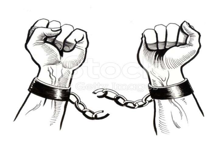 two hands chained to each other with chains around them royalty photo and royalty illustration on white background