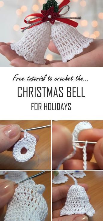 crochet christmas bell for holidays with instructions to make it in the shape of bells