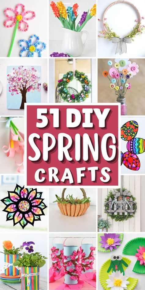 a collage of different crafts with the words 5 diy spring crafts