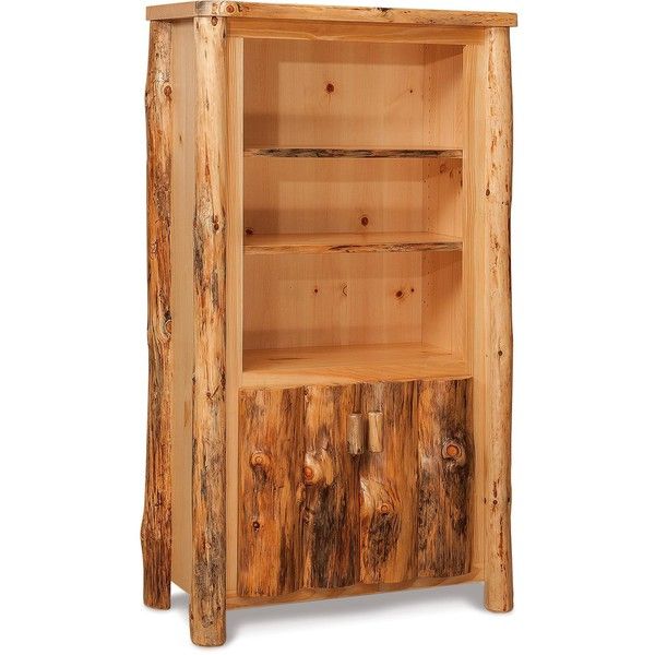 a wooden cabinet with two open shelves