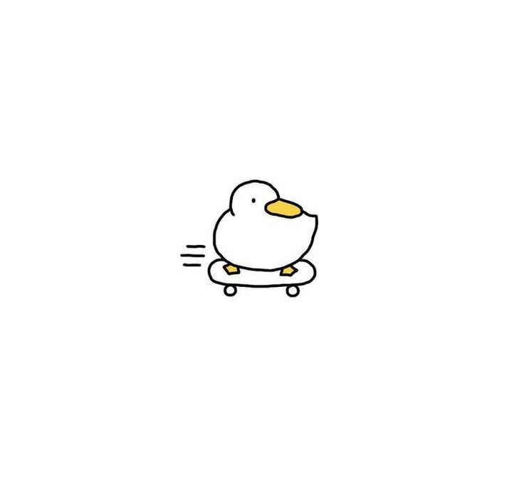 a drawing of a duck on a skateboard