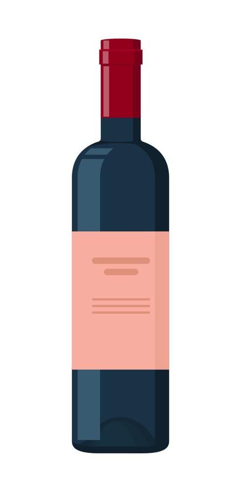 Bottle of Red wine. Dark Bottle with Light Label on it. Flat Vector Illustration. Bottle Of Wine Illustration, Wine Bottle Illustration, Bottle Silhouette, Wine Vector, Vine Bottle, Wine Illustration, Bottle Vector, Wine Flask, Apple Sauce