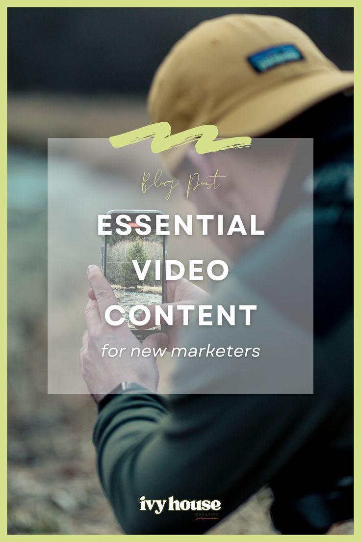 a person holding up a cell phone with the words essential video content for new marketers