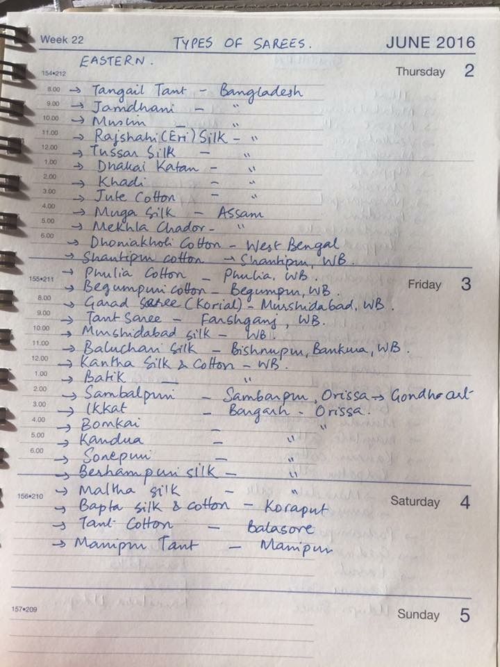 an open notebook with some writing on it and the dates in each section are marked