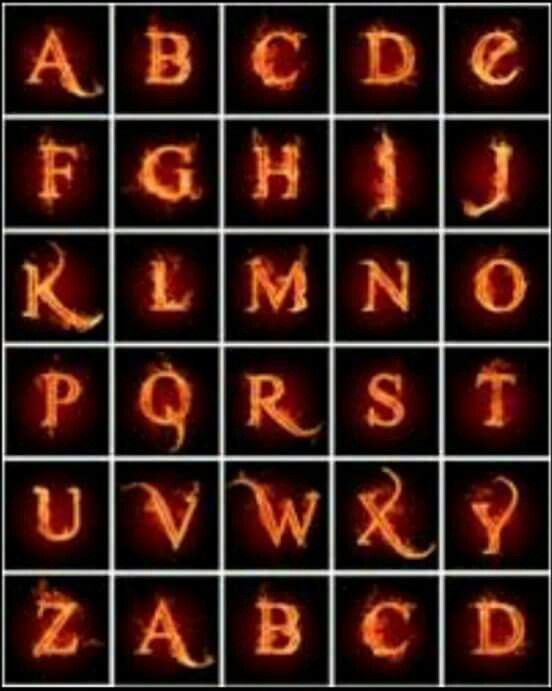 fire font and numbers are shown in this image, with red flames coming out of the letters