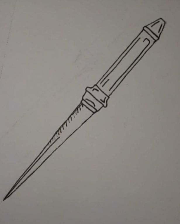 a drawing of a large toothbrush on a white paper with a black pen in it