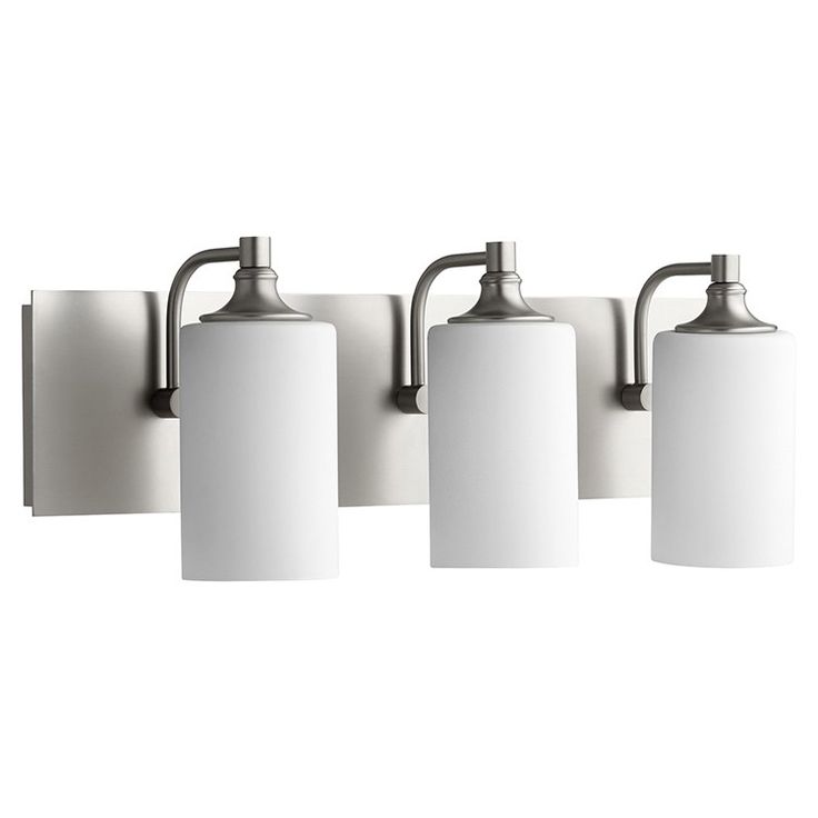 four light bathroom fixture with frosted glass shades on the front and back of it