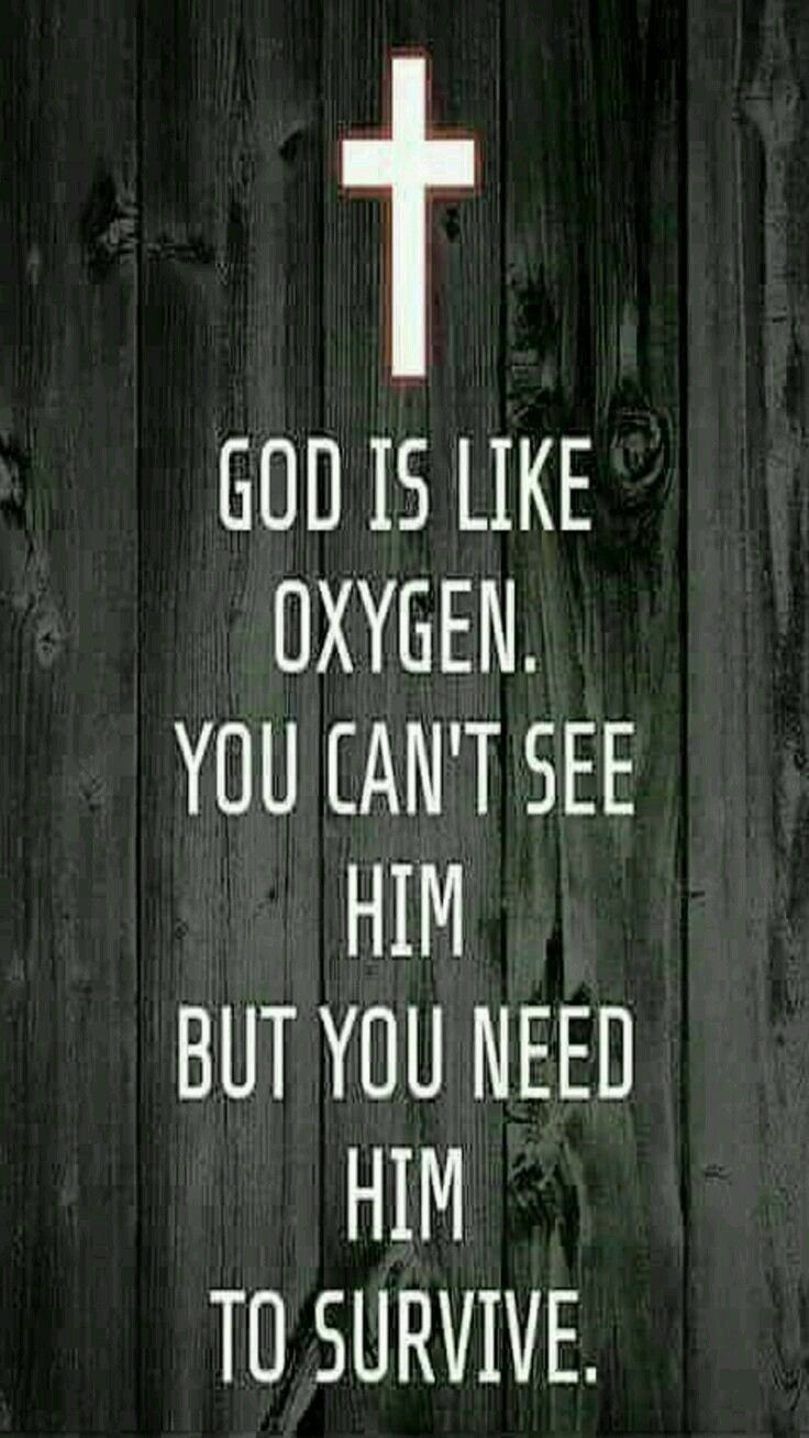 a cross on top of a wooden fence with the words god is like oxygen you can't see him but you need him to survive