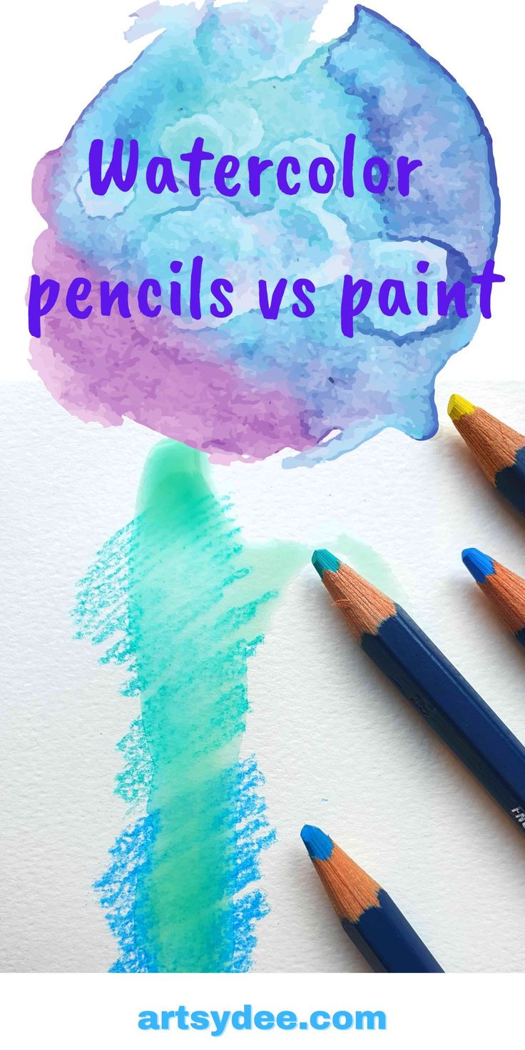 watercolor pencils are being used to create an image with the words watercolor pencils vs paint