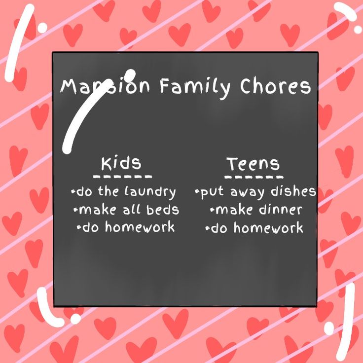 a blackboard with the words madison family chores written on it and hearts around it