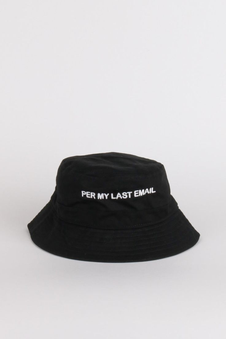 BLACK WHITE Black Bucket Hat With Letter Print, Adjustable Black Bucket Hat With Letter Print, Casual Black Bucket Hat With Letter Print, Black Letter Print Bucket Hat, Black Bucket Hat With Letter Print And Curved Brim, Summer Cotton Hats With Logo Print, Summer Cotton Hat With Logo Print, Black Bucket Hat With Embroidered Logo For Streetwear, Cotton Bucket Hat With Letter Print And Short Brim