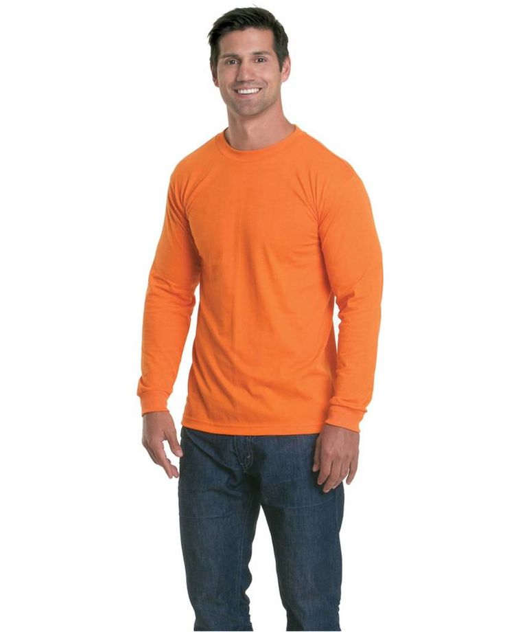 Unisex 4.5 oz., 100% Polyester Performance Long-Sleeve T-Shirt - BRIGHT ORANGE - 3XL | Bayside 4.5 oz. Polyester Performance Long-Sleeve T-Shirt in Bright Orange Size 3XL Casual Cotton Tagless Top, Casual Tagless Crew Neck Tops, Casual Crew Neck Tagless Top, Tagless Crew Neck Casual Tops, Long Sleeve Plain T-shirt With Relaxed Fit, Plain Long Sleeve T-shirt With Relaxed Fit, Pre-shrunk Long Sleeve Relaxed Fit T-shirt, Solid Color Long Sleeve Plain T-shirt, Oversized Orange Long Sleeve Shirt