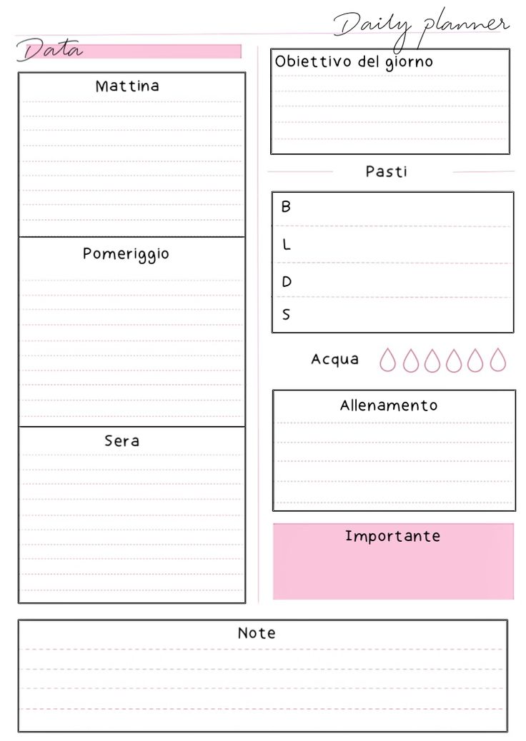 the printable planner with pink and white lines