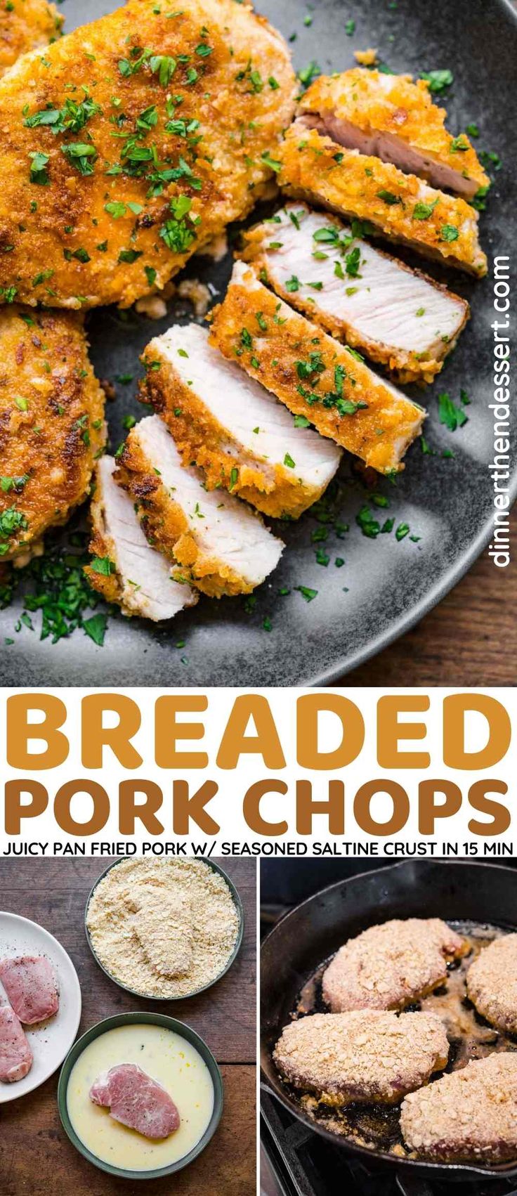 this is an image of breaded pork chops